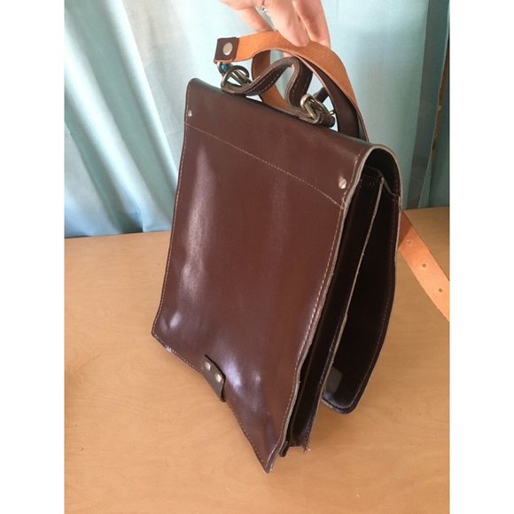 Bags Vintage Brown Briefcase Lockable With Key Satchel Crossbody